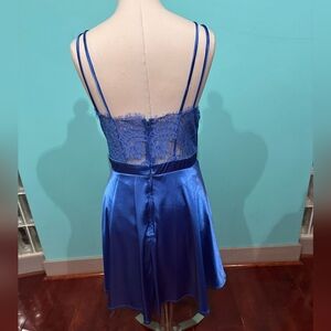 City Studios Lace-Back Fit & Flare Dress Blue Size 15